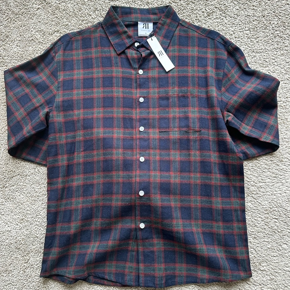 Zara Casual Plaid Shirt - Navy and Red
